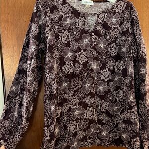 Calvin Klein Women's Plum Long Sleeve Floral Tee